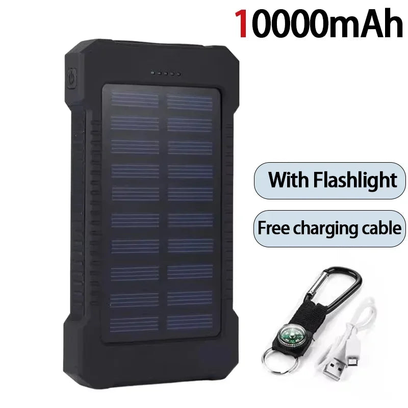Batterie externe solaire avec lampe de poche et double port USB