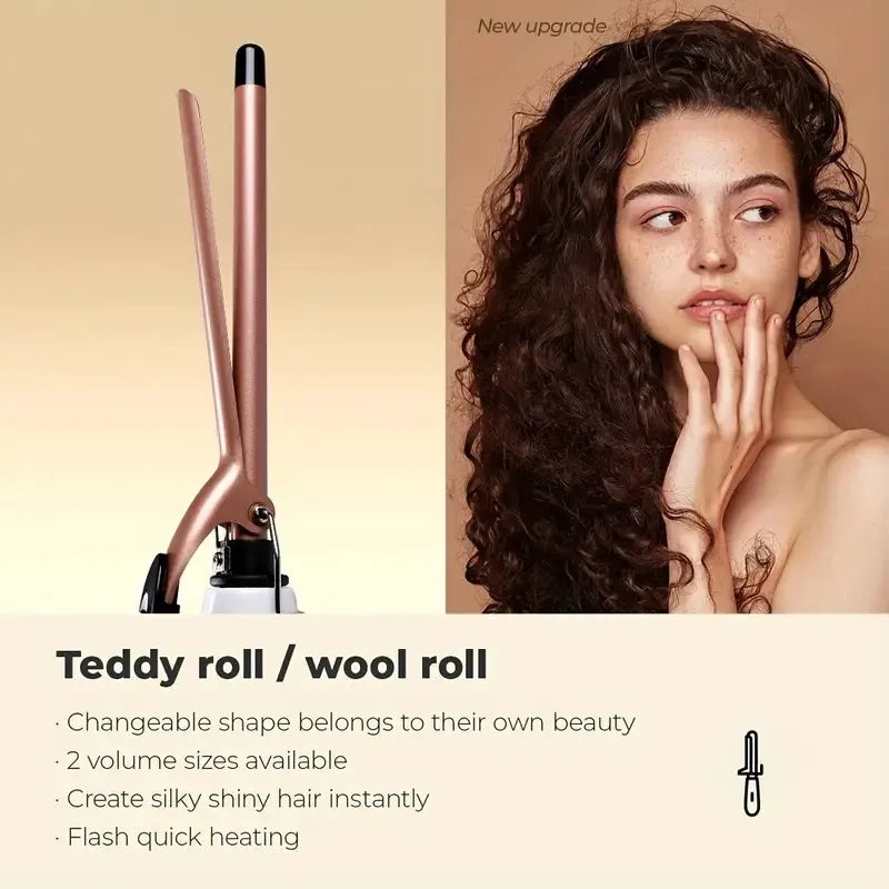 Barre à permanente en céramique de 0,51 pouce, outil de permanente à chaud pour salon de coiffure, fer à boucler, chauffage rapide, contrôle de la température à double vitesse