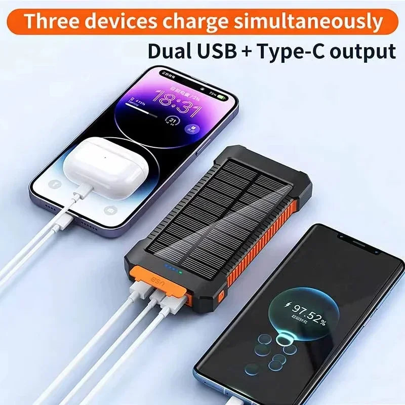 Batterie externe solaire avec lampe de poche et double port USB
