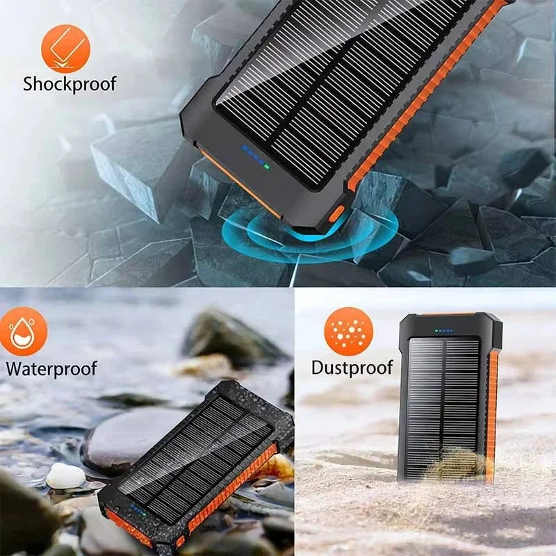 Batterie externe solaire avec lampe de poche et double port USB