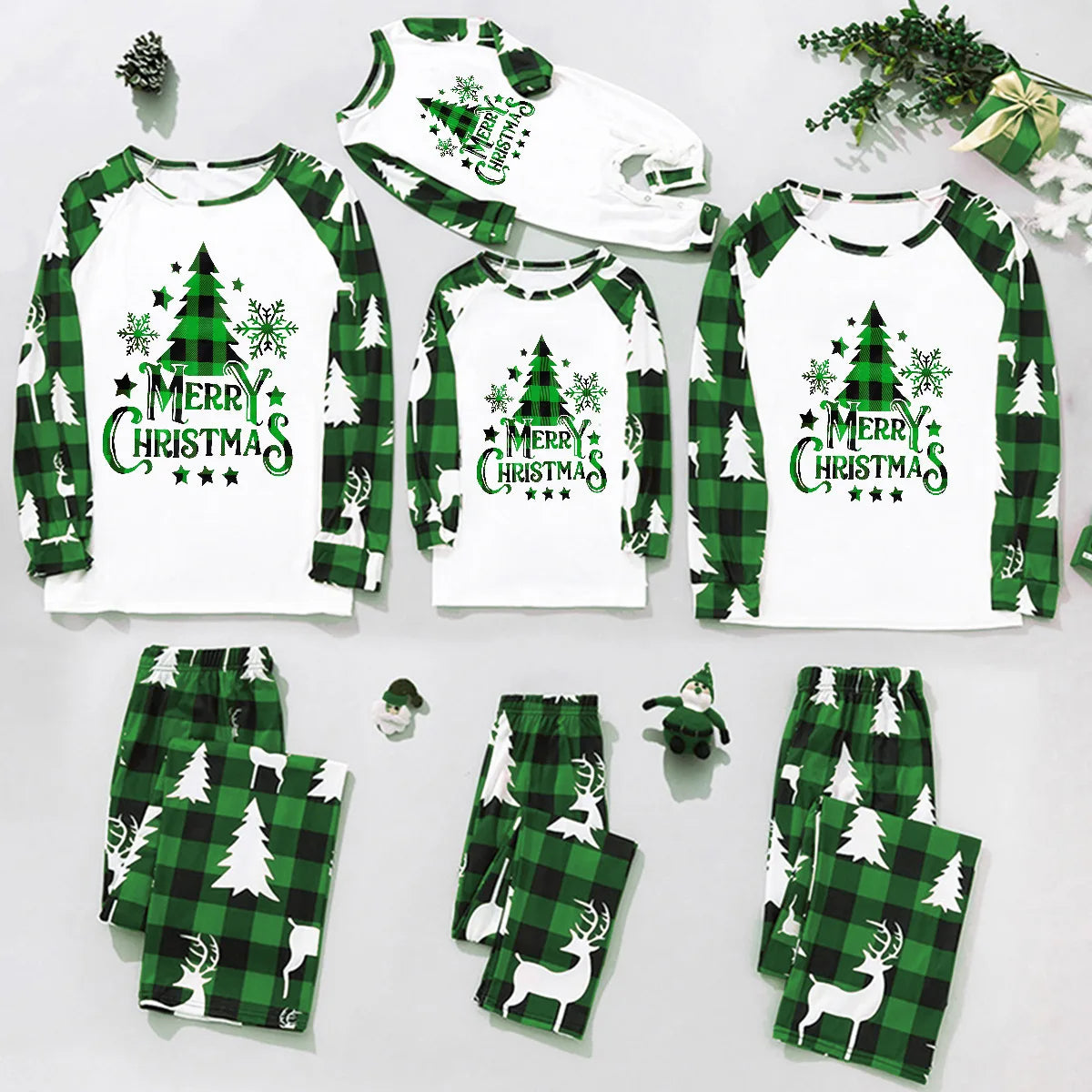 Noël famille correspondant tenues maman papa enfants 2 pièces pyjamas ensemble bébé barboteuses décontracté vêtements de nuit amples noël famille Look pyjamas