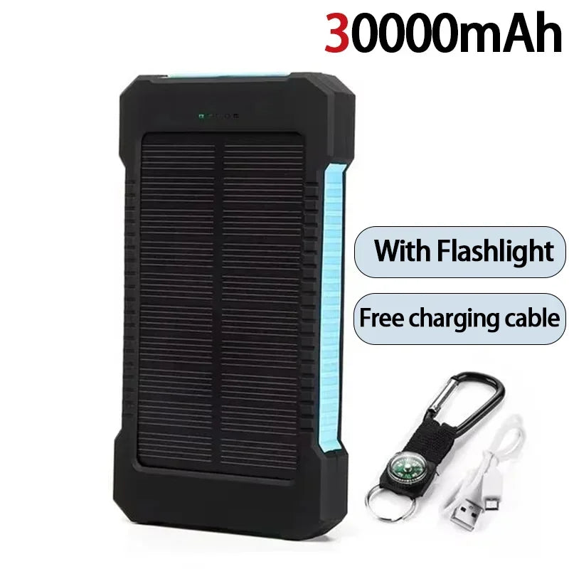 Batterie externe solaire avec lampe de poche et double port USB