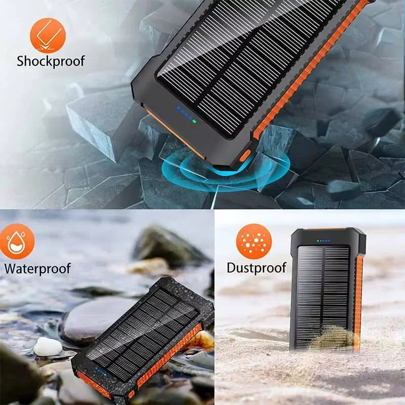 Batterie externe solaire avec lampe de poche et double port USB